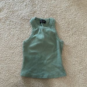 green ribbed cropped tank